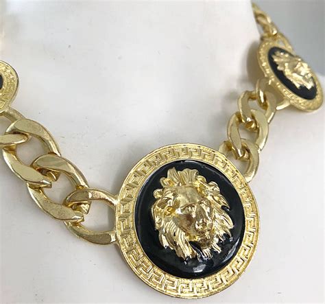 versace gold necklace replica|authentic versace lion necklace.